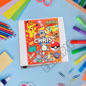 Insertion pour reliure Pokémon | Dossier personnalisé | Insertion de dossier | Insertion de nom pour le dossier | Insérer le nom | Fournitures scolaires