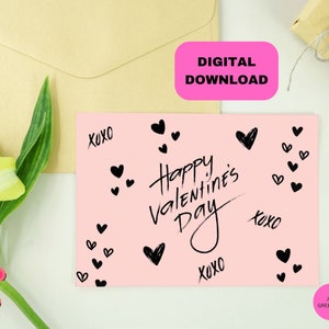 AFDRUKBARE Valentijnsdagkaart, XOXO, digitale download, Valentijnsdagkaart, 7x5 inch kaarten