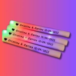 Bastoncini luminosi in schiuma LED multicolore/bianchi – Confezione da 30 a 120 | Accessorio per feste Matrimonio, Compleanno, Natale, Serata | Tubo luminoso RGB