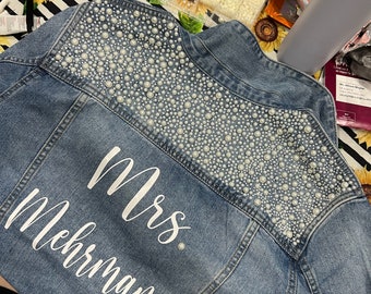 Customized pearl denim jacket