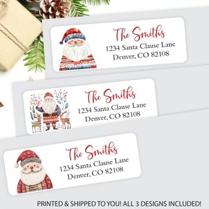 Scandinavian Santa Clause Address Labels, Christmas Holiday Card Return Address Sticker, Envelope Mailing Sticker 3 Designs Included