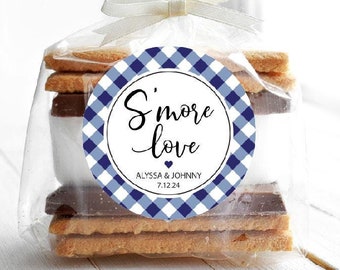 I Do BBQ S'more Sticker 2" Circle, Navy Blue S'more Love BBQ Engagement Favor Label BBQ Wedding Tag Barbecue Bridal Shower Sticker Qty: 24