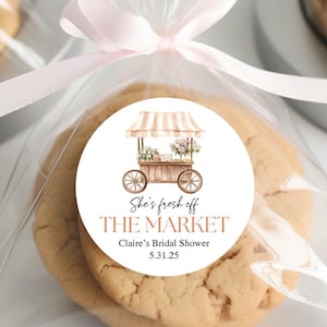 She's Fresh Off the Market Bridal Shower Favor Sticker, Farmer's Market Wedding Shower bachelorette Decoration Goodie Treat Bag Label Bild 5