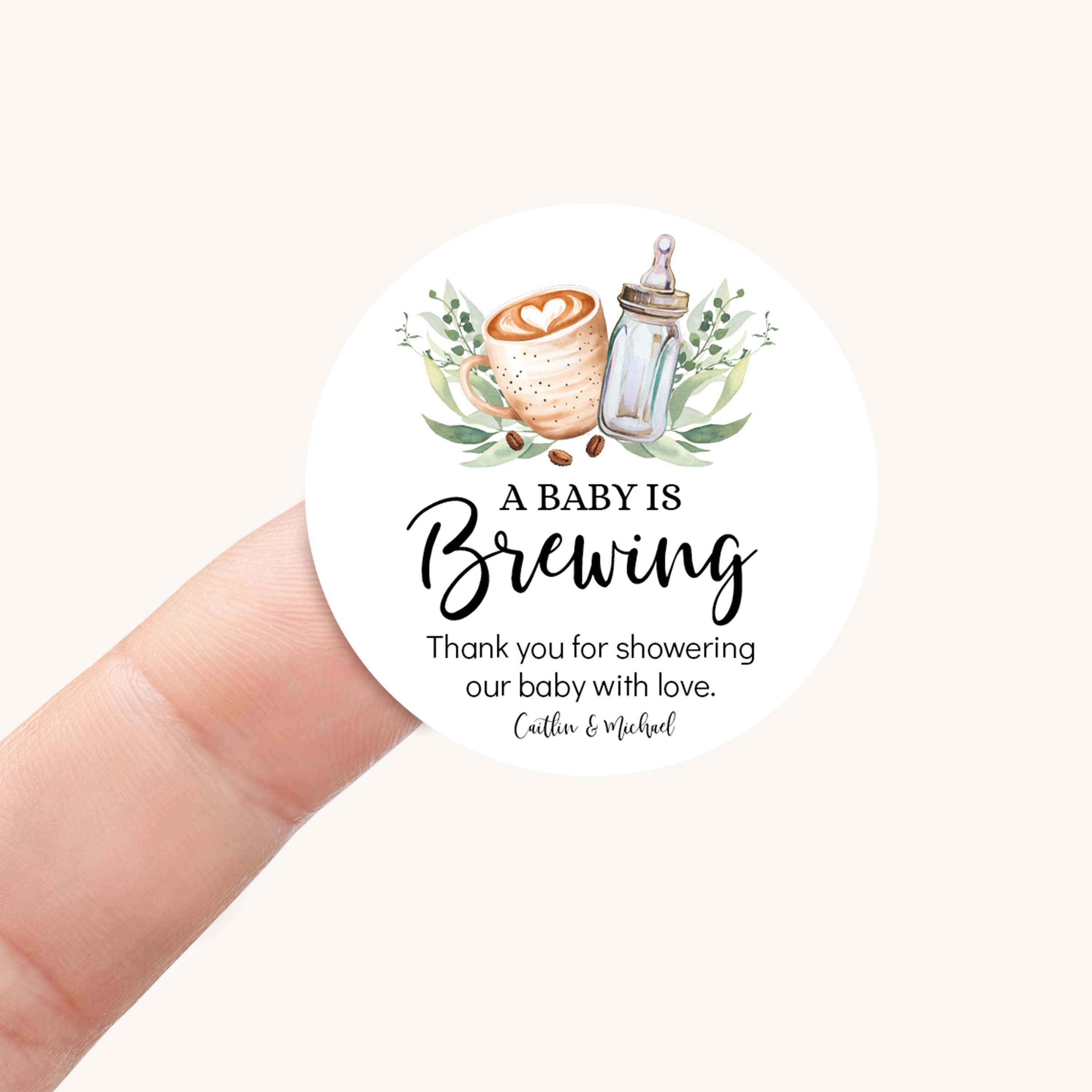 Coffee Baby Shower Sticker, A Baby is Brewing Favor Label, Thank You Coffee Cup Sticker Coffee Bean Bag Tag Round Sticker