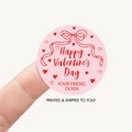 Red Bow Pink Valentine Sticker, Classroom Valentine Label, Coquette Bow Valentine's Gift Tag, Personalized Kids Candy Valentine