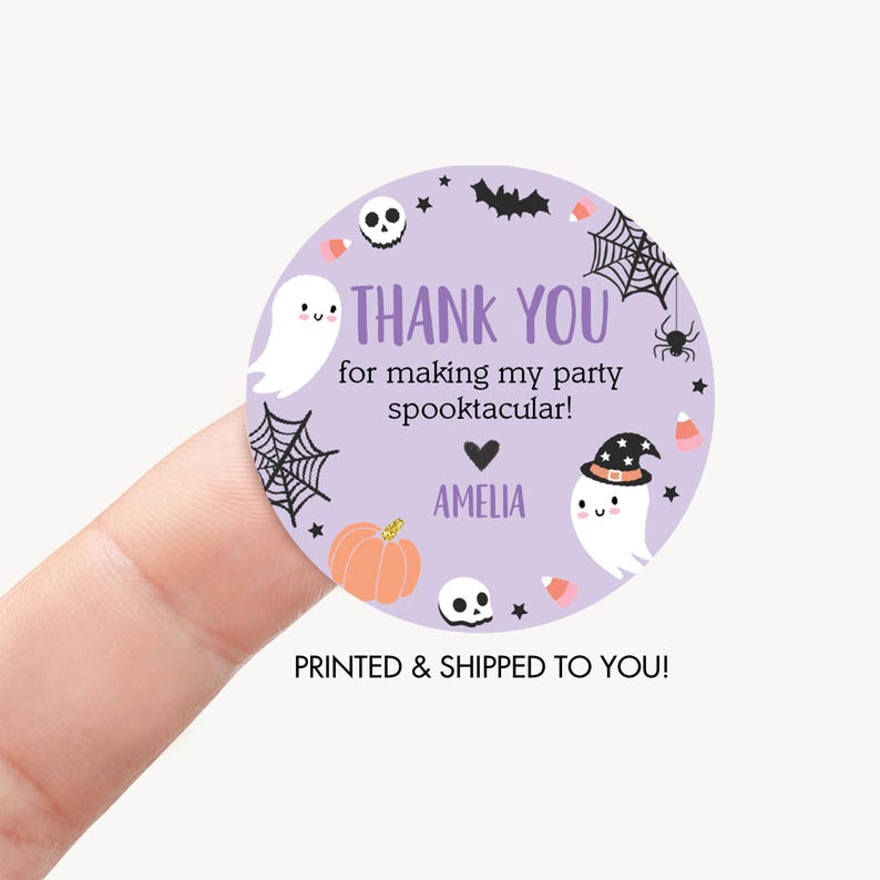 Halloween Birthday Thank You Stickers, Personalized Kids Cute Happy ...