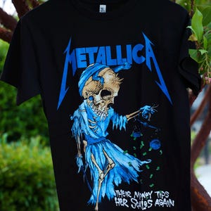 METALLICA Skeleton Justice Graphic Tee – Vintage-Style Oversized Metal Shirt