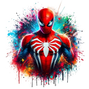 Spiderman Splash and Watercolor Png Sublimation Superhero Movie Png Superhero Watercolor Design Png Tshirt Design Png image 1