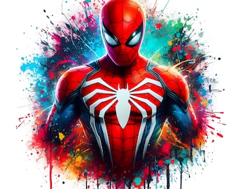 Spiderman Splash y Acuarela Png Sublimación / Película de Superhéroe Png / Diseño de Acuarela de Superhéroe Png / Diseño de Camiseta Png