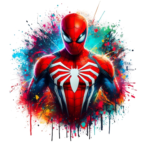 Spiderman Splash e acquerello Png Sublimazione / Film di supereroi Png / Supereroe acquerello Design Png / Tshirt Design Png
