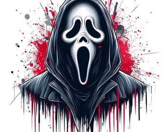 4 Sublimation Ghostface Splash et aquarelle png | Film d'horreur png | Crier PNG | Tête de fantôme png | Conception de t-shirt png