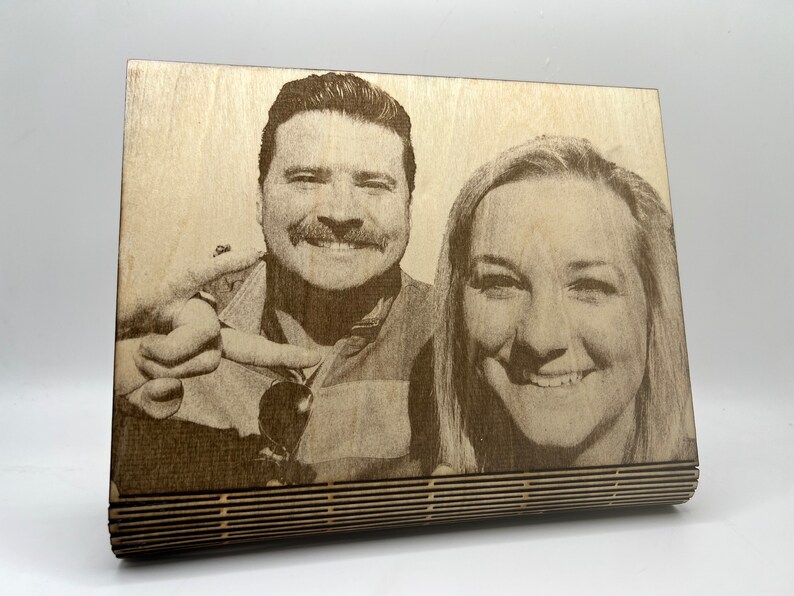 Personalized Wood Engraved Portrait Curved Frame Etsy