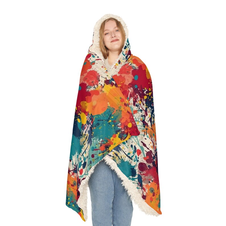 Rainbow Print 1 Print Hooded Blanket, Snuggle Blanket, Cozy Blanket