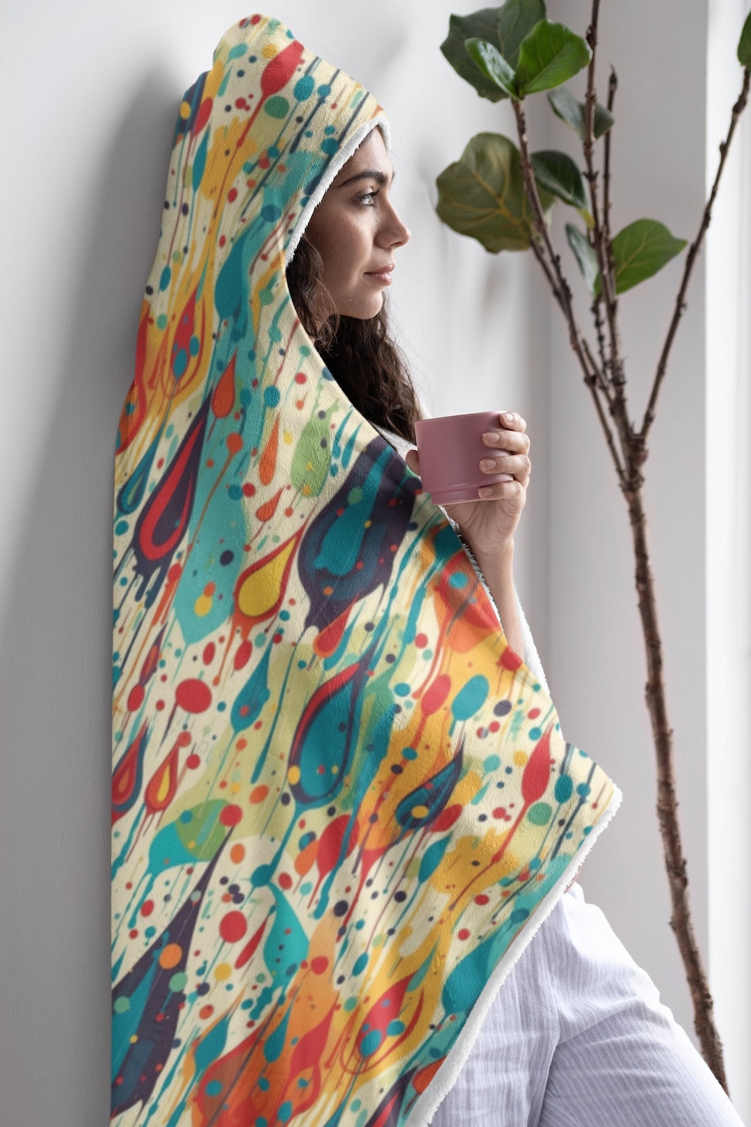 Lgbt Rainbow Patterm Print Hooded Blanket