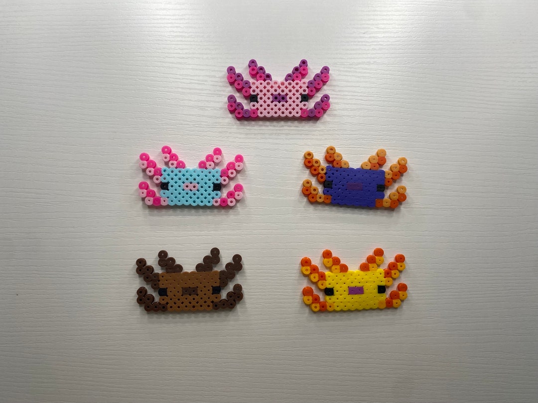 Minecraftinspired Axolotl Perler Bead Pixel Art Etsy