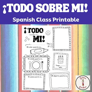 Todo Sobre Mi: Elementary/Beginner Spanish Class Printable