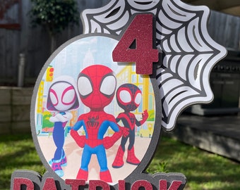Spidey & Friends Geïnspireerd Cake Topper, Cardstock Caketopper, Spidey Party