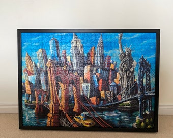 Completed 1000 Pieces Puzzle of Welcome to New York, Icon of Modern Art City by Miguel Freitas, a Canadian native