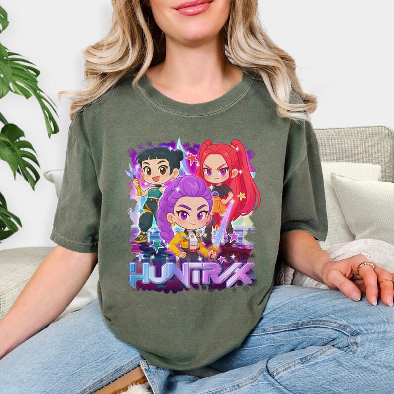 Kpop Demon Hunters Dtf Print, Anime Style K-pop Girls With Swords Ready to Press, Huntrix Iron ...