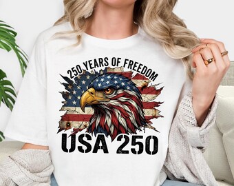 USA 250 DTF Transfer, 250 Years of Freedom Eagle Ready to Press Print