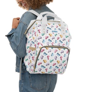 Personalized Diaper Bag | Multifunctional Diaper Backpack | Baby Boy Diaper Bag | Cars Design