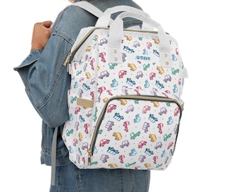 Personalized Car Print Diaper Backpack | Nylon Baby Bag