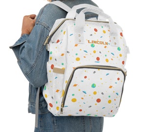 Personalized Space Diaper Backpack | Baby Boy Nylon Bag
