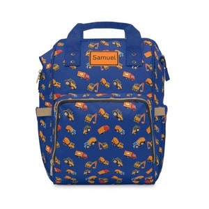 Personalized Diaper Bag | Multifunctional Diaper Backpack | Baby Boy Diaper Bag | Construction Design