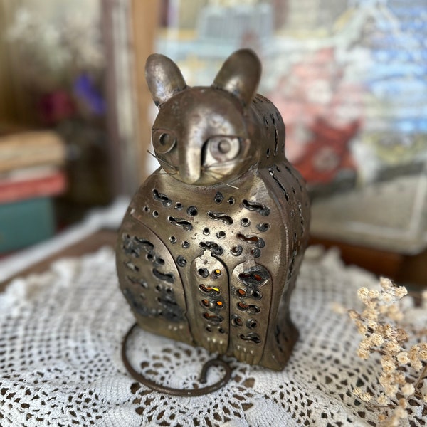 Metal Cat Votive Candle Holder Unique Hand Made Gift