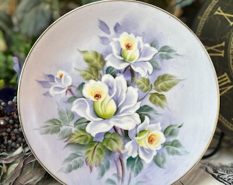 Vintage Lefton China Hand Painted Lavendar Blue With White Rose