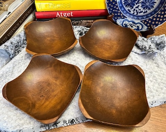 Hand Rubbed Honey Maple Wooden Bowl Set of 4 Vermont Hand Carved Rustic Bowls