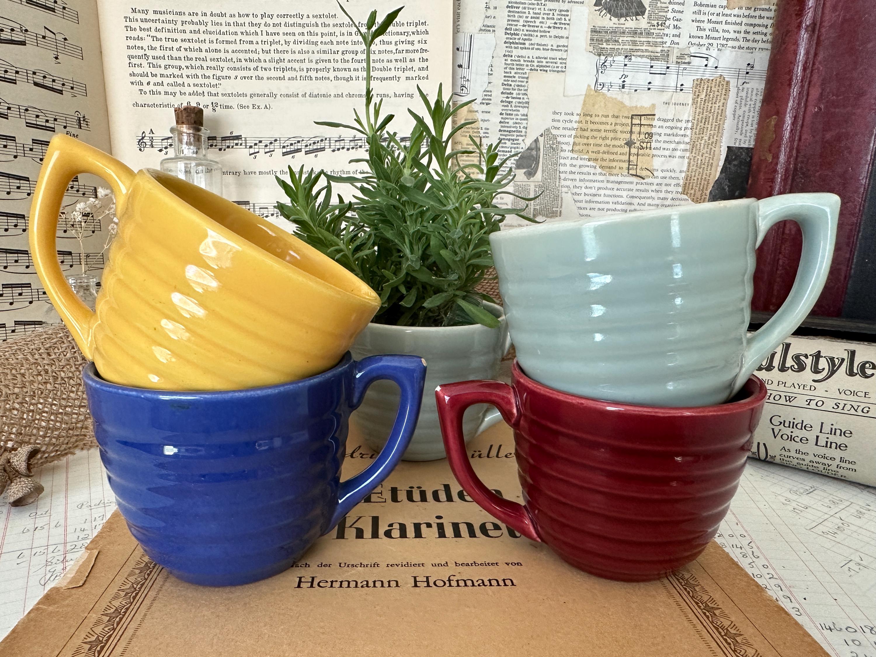 Set of 5 Bauer Ringware Colored Coffee Cups Mugs MCM Design - Etsy