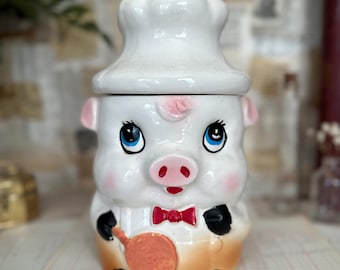 Vintage Treasure Craft Farmer Pig Cookie Jar - Etsy