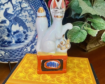 Antique Porcelain Kitsune Japanese Fox Statue Inari Temple Guardians Large