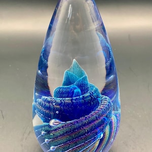 Maytum Studios Paperweight Controlled Bubble Blue Swirl Numbered and Dated