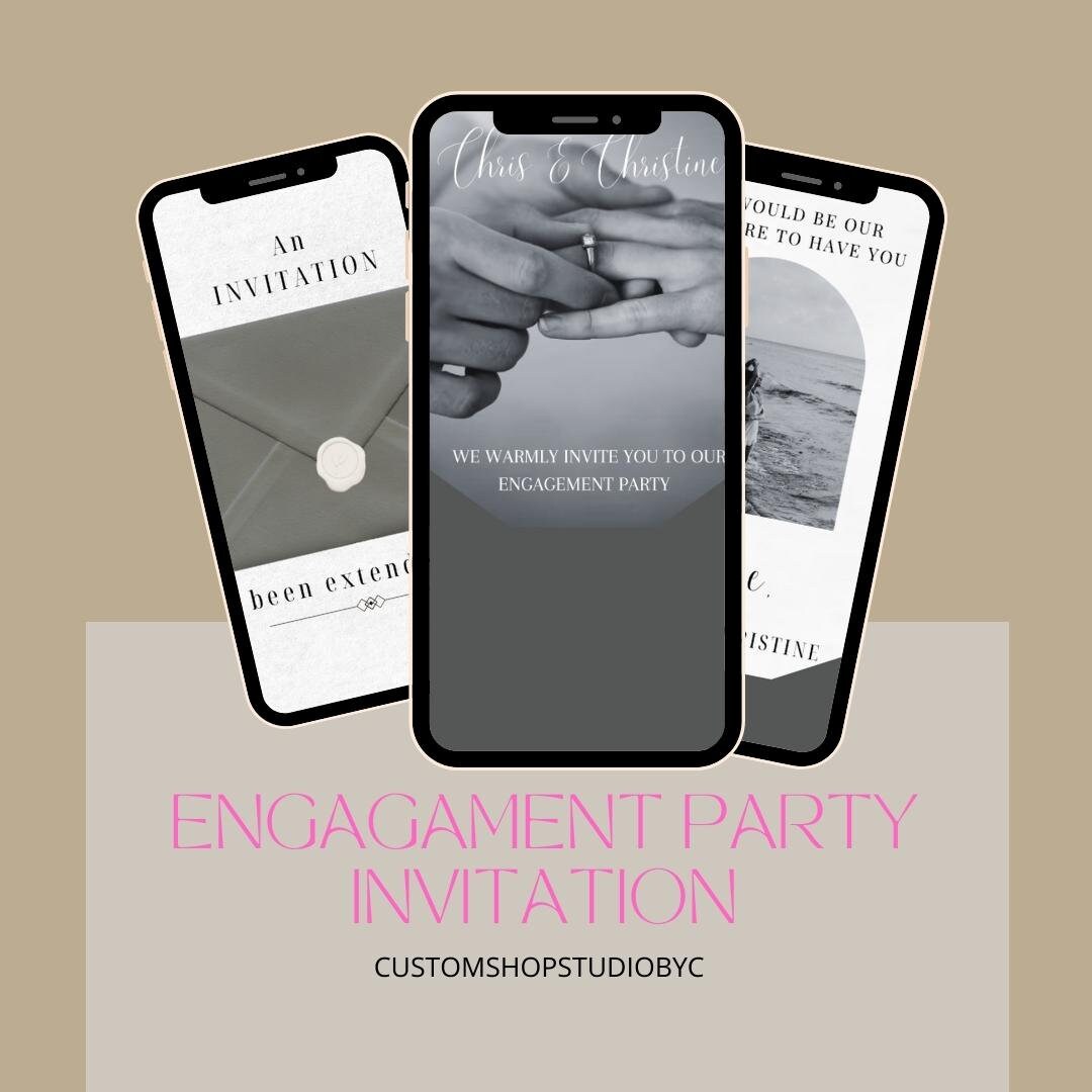 Digital Engagement Party Invitation Template With Photo and Etsy