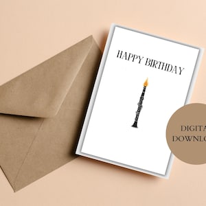 Clarinet Birthday Card Digital Download Printable Instrumentalist Clarinetist Band Geek Band Nerd Greeting Card