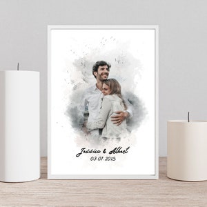 Custom Printable Digital Watercolor Portrait from Your Photo, Personalized Watercolor Painting, Portrait from Photo, Couples Portrait