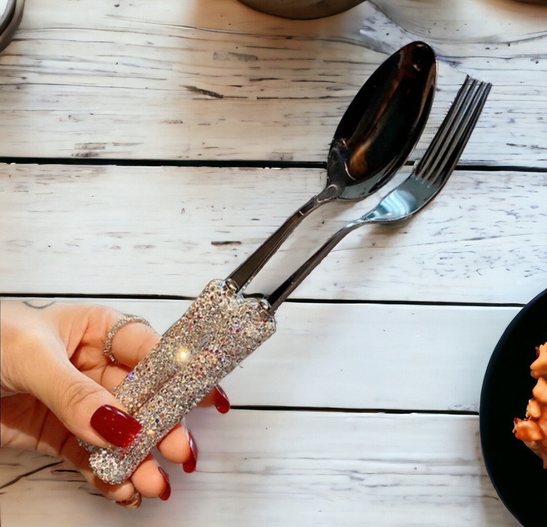 2piece Sparkling Diamond Spoon and Fork Set Stainless Steel Eco