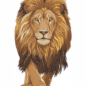 Realistic Walking Lion Embroidery Design, Wild and Detailed Style for Jackets and Decoration, Instant Download