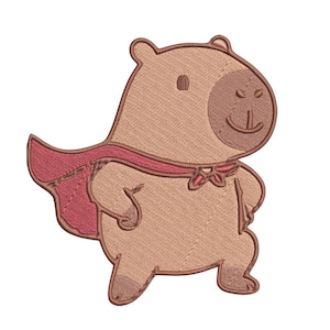 Super Capybara Embroidery Design with Hero Cape, Superhero Capybara, Fun Embroidery for Clothes and Backpacks, Instant Download