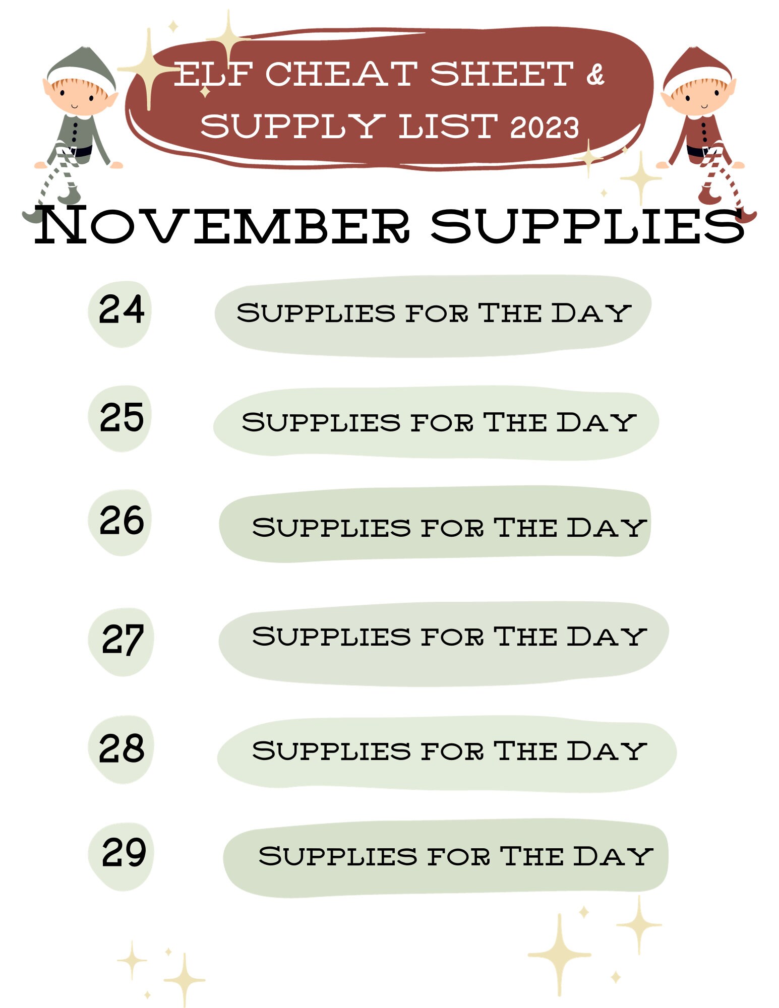 Elf on the Shelf 2023 Printable Schedule Holiday Elf Ideas Etsy