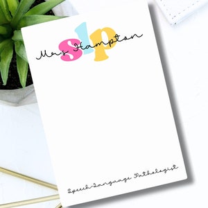 Personalized Speech Therapist Notepad, Personalized Post-it® Notes note pad for SLP, Custom Sticky Notes Speech Therapy Gift