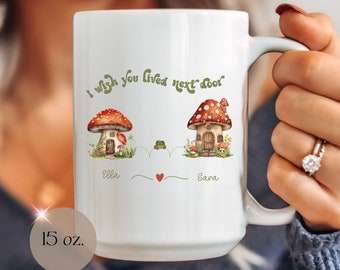 Personalized Cottagecore Best Friend I Wish You Lived Next Door Ceramic Mug,Gift for Bestie, Frog Mushroom Mug,BFF Gift Idea,Friend Birthday
