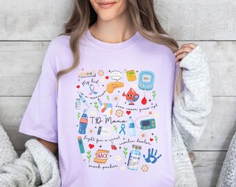 Type 1 Diabetes Shirt for Mom, Diabetes Awareness T-Shirt, Diabetes Support Tee, T1D Mama,Diabetes Shirt,Diabetic Supplies Shirt for T1D Mom