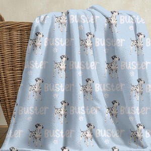 Custom Dalmatian Dog Blanket, Dog Name Blanket, Custom Pet Blanket, Dalmatian Blanket,Personalized Watercolor Dalmatian Gift for Dog Lover