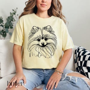 Camisa personalizada de Pomerania, Comfort Colors®, camiseta personalizada para mamá de perro Pom, camiseta con arte lineal para mamá de perro, camiseta minimalista para amantes de los perros Butter