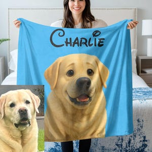 Custom Cartoon Pet Portrait Blanket from Photo, Personalized Dog Cartoon, Cat Custom Blanket, Custom Pet Cartoon, Portrait Cat Cartoon