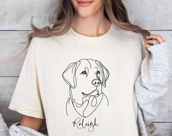 Custom Labrador Shirt, Comfort Colors® Custom Lab Dog Mom Shirt, Line Art T-Shirt for Dog Mom, Minimalist Shirt for Dog Lover, Labrador Tee