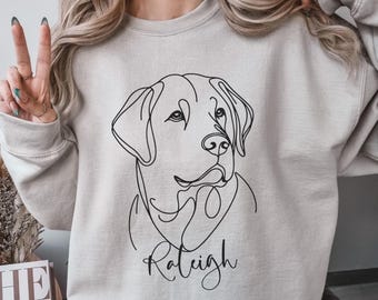 Custom Labrador Sweatshirt,  Personalized Lab Shirt, Line Art Sweater for Dog Mom,Minimalist Dog Mom Shirt for Dog Lover Gift,Labrador Shirt
